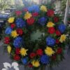 Red, blue, yellow wreath
