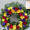 Yellow, blue and red wreath