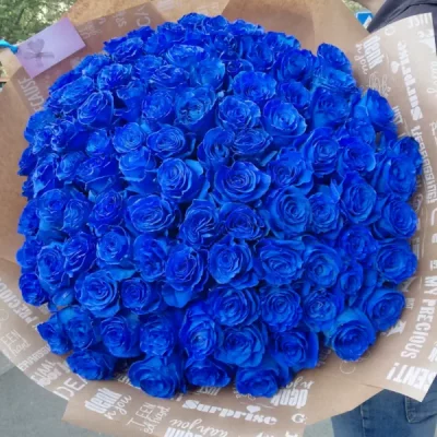 Kytice dlouhých modrých růží